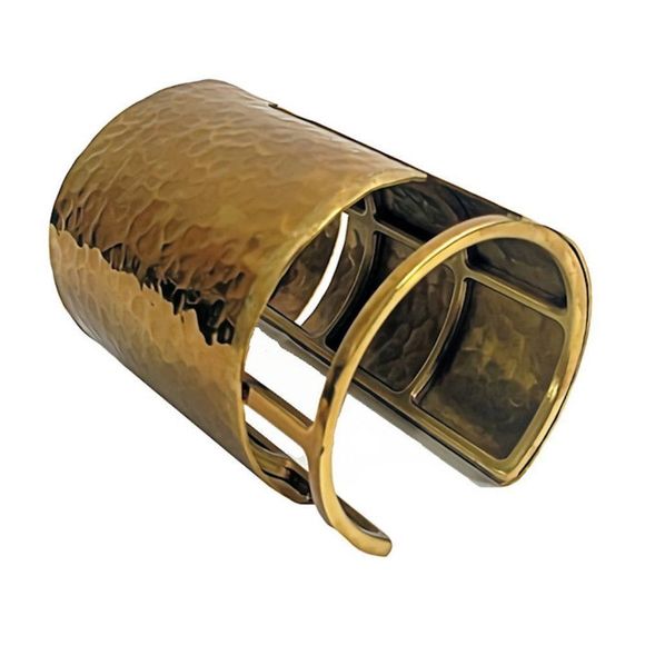 Vintage LANVIN Hammered Brass Oracle Cuff Bracelet S/S 2013 Runway - Picture 5 of 10